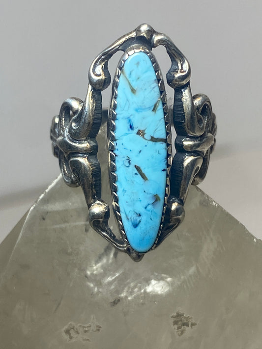 Turquoise ring long boho sterling silver women girls