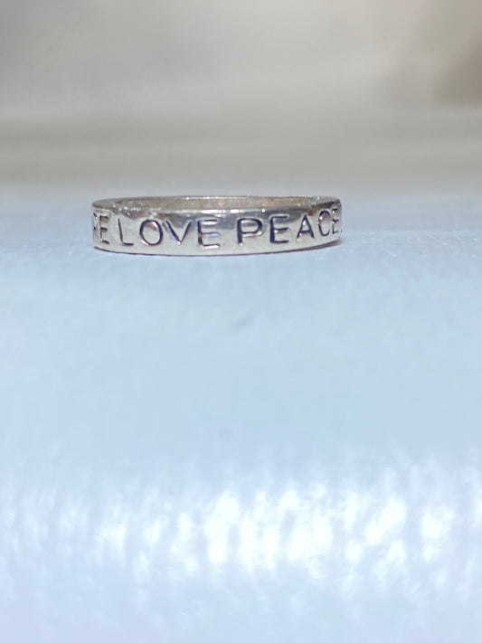 Peace ring hope love band sterling silver girls women