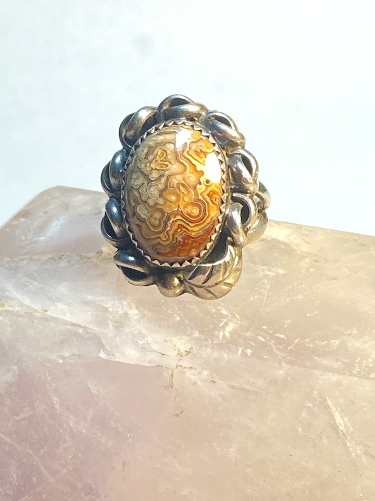 agate ring southwest leaf sterling silver women girls