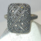 Marcasite ring band rectangular sterling silver Art Deco style women girls