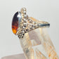 Amber ring sterling silver pinky women