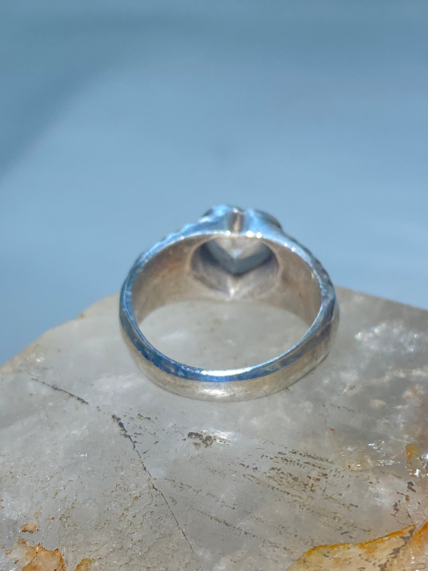 Heart ring size 7.50 love band cocktail sterling silver women