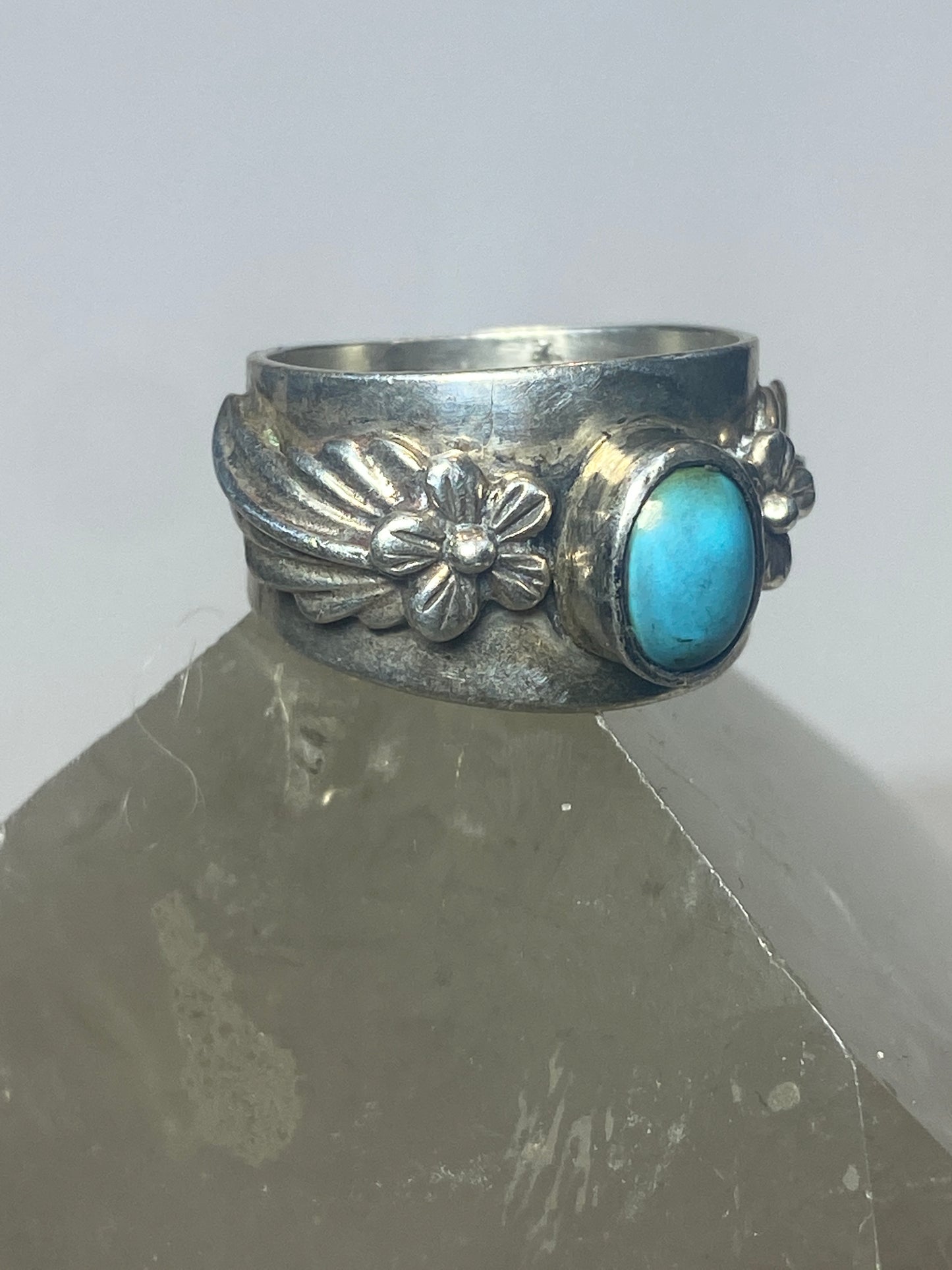 Cigar ring size 6.75 Felley band southwest turquoise sterling silver band women