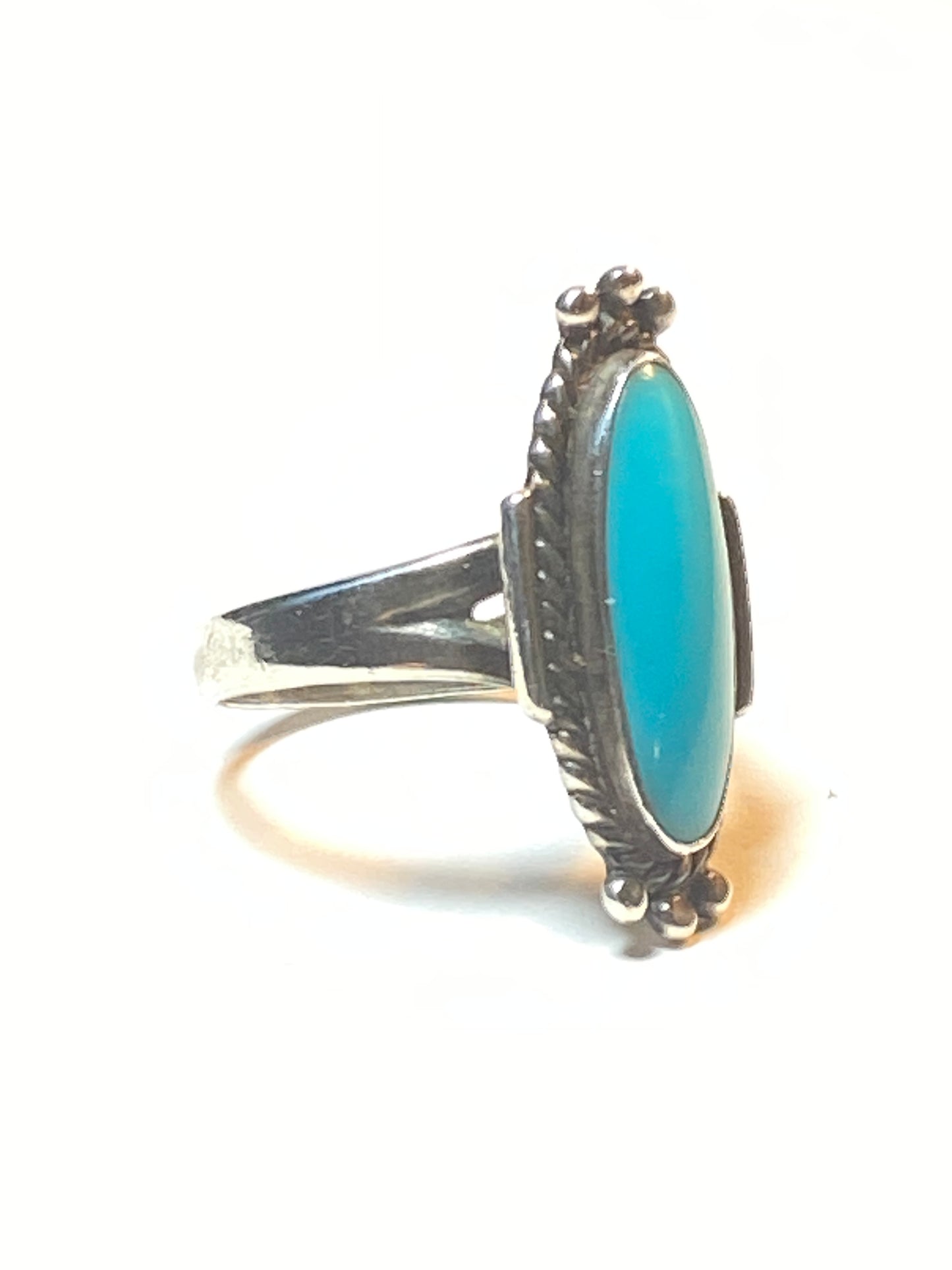 Long Turquoise ring by Bell Trading Navajo southwest sterling silver women