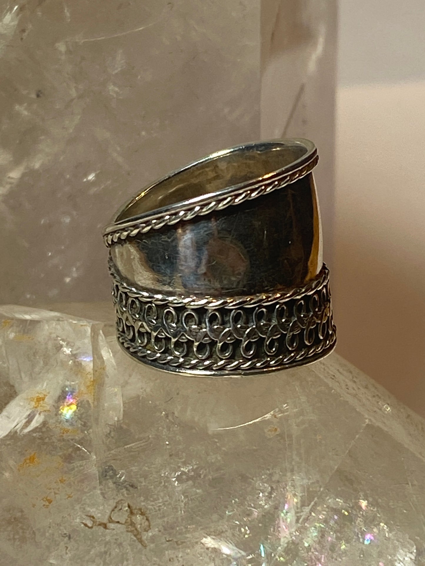 cigar band size 4.75 pinky ring sterling silver girls women