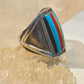 Turquoise ring size 8.25 cobblestone onyx coral MOP southwest sterling silver women men