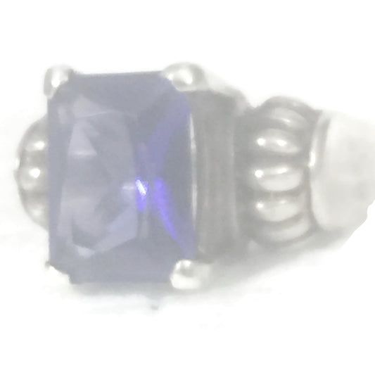 Vintage Purple Faceted Ring Sterling Silver  Size 5.75