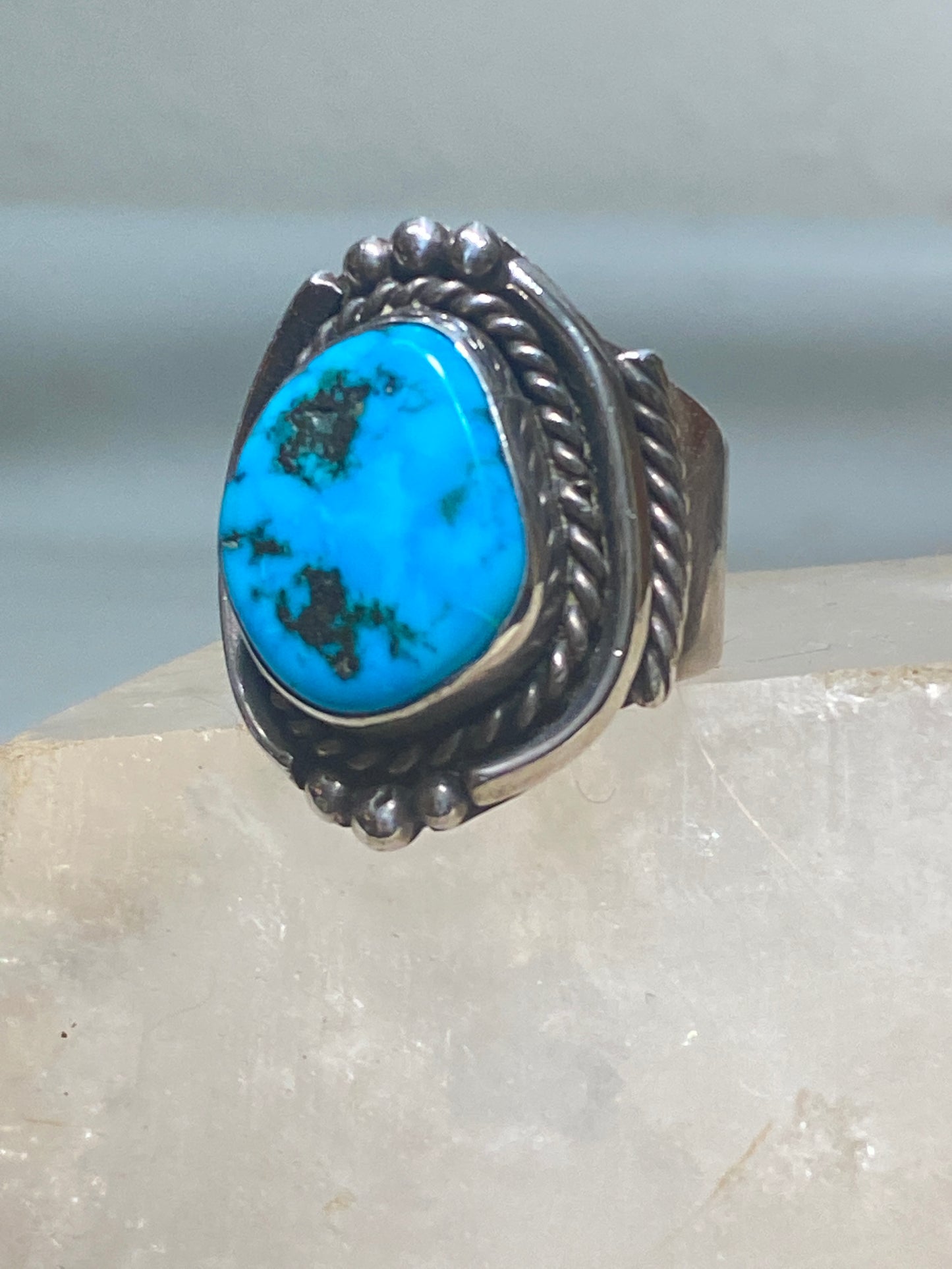 Turquoise ring Navajo sterling silver women men