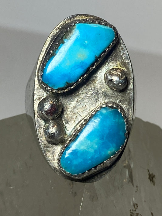 Turquoise ring southwest sterling silver leaves women men