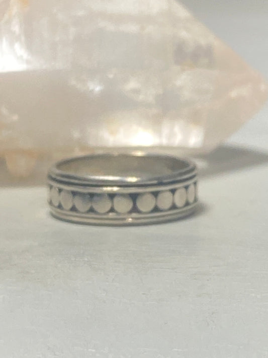 Spinner ring beaded band biker sterling silver women men