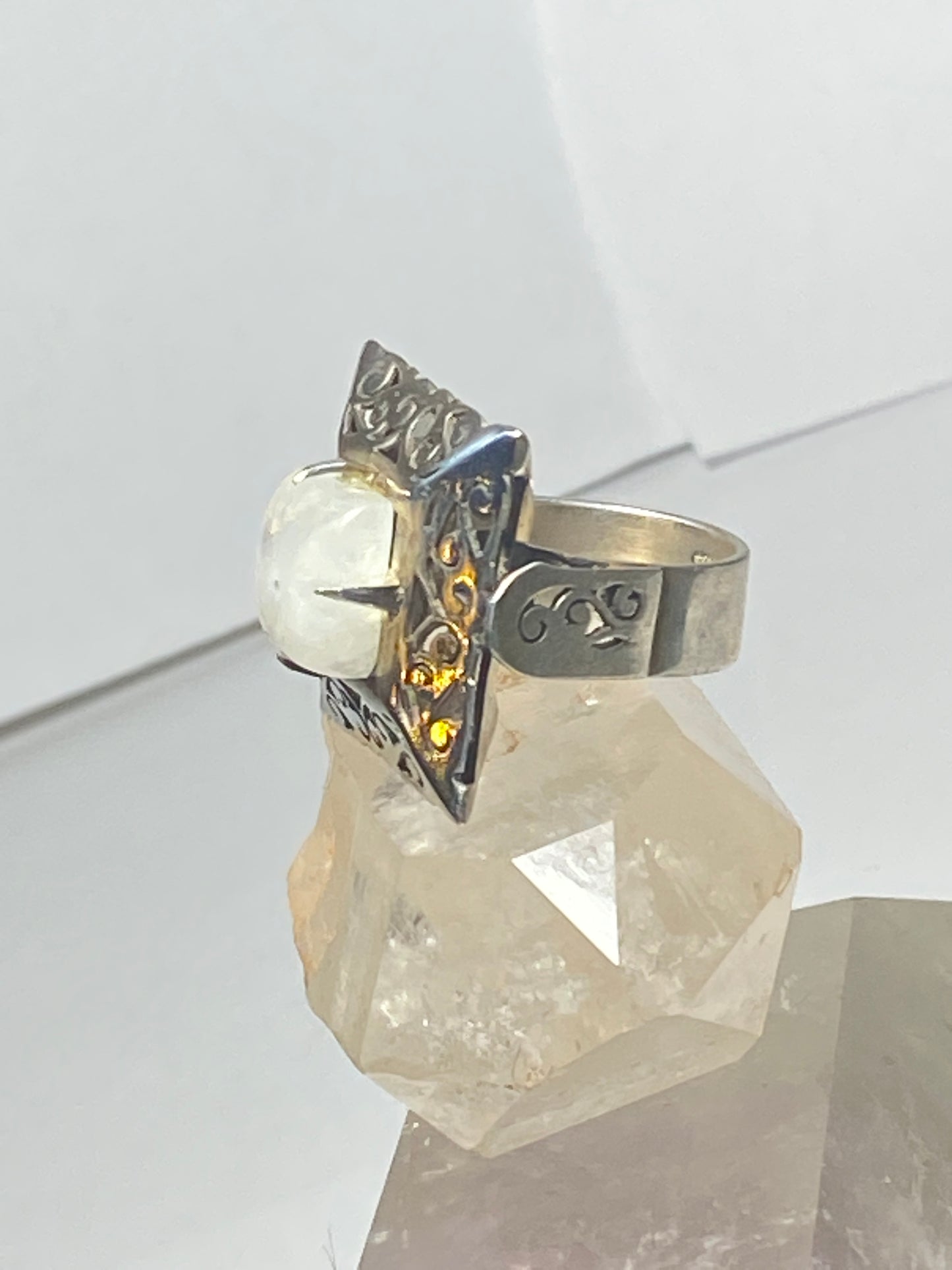 Moonstone Ring large square sterling silver women