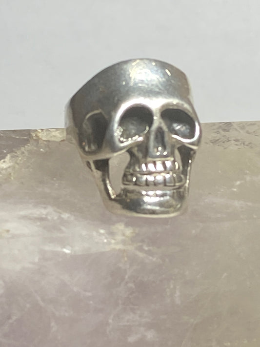 Skull ring biker band sterling silver band men women