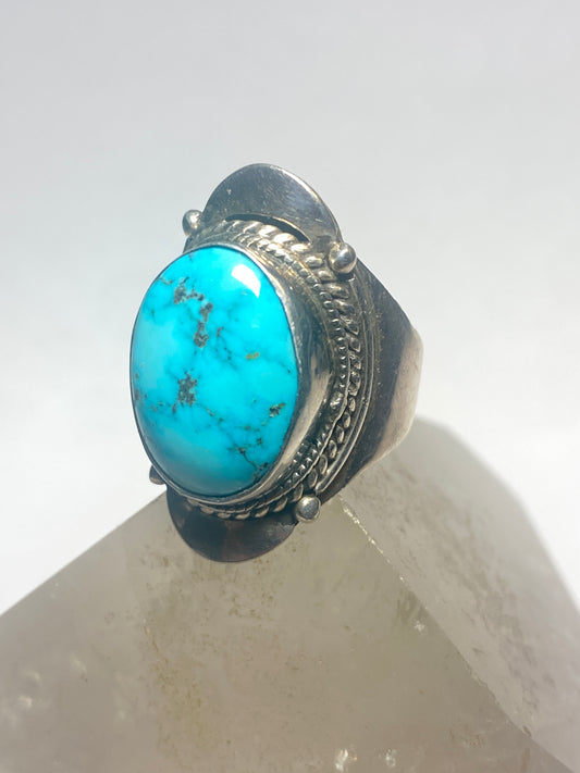 Turquoise ring Cigar Band  sterling silver women men