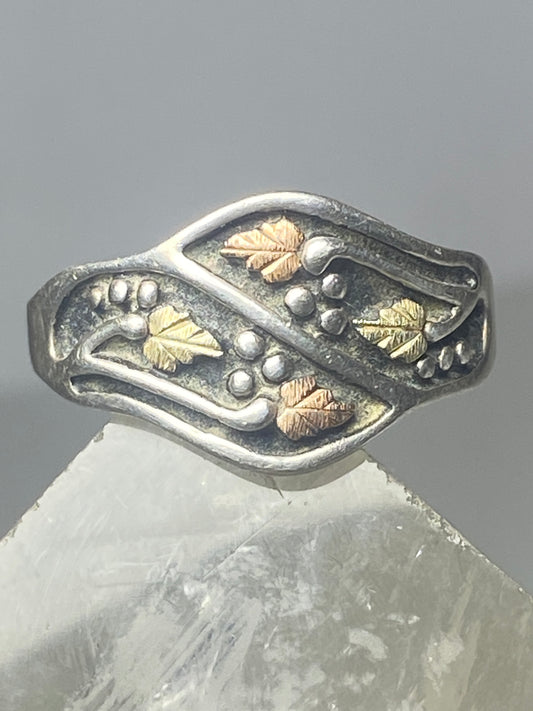 Black Hills Gold ring Leaves floral band sterling silver women girls