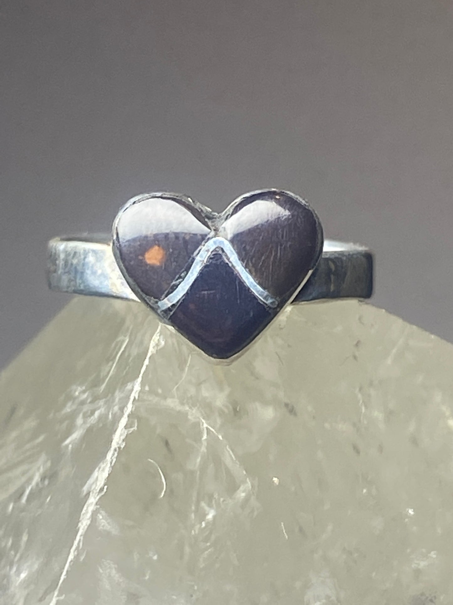 Heart ring onyx southwest sterling silver women girls dk