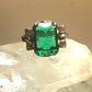 Green ring art deco sterling silver ring women