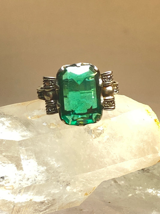 Green ring art deco sterling silver ring women