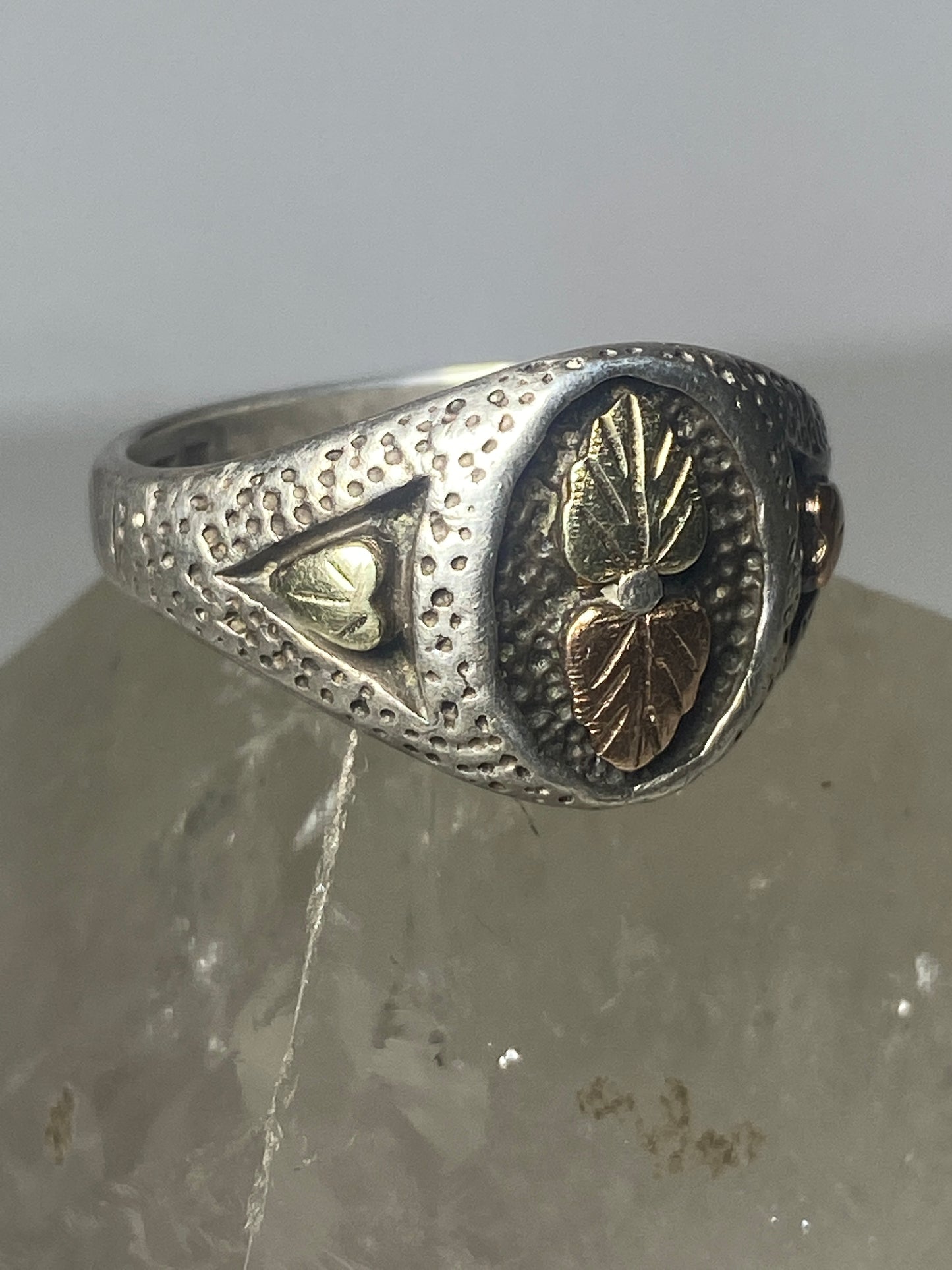 Black Hills Gold ring Leaves floral band sterling silver women men