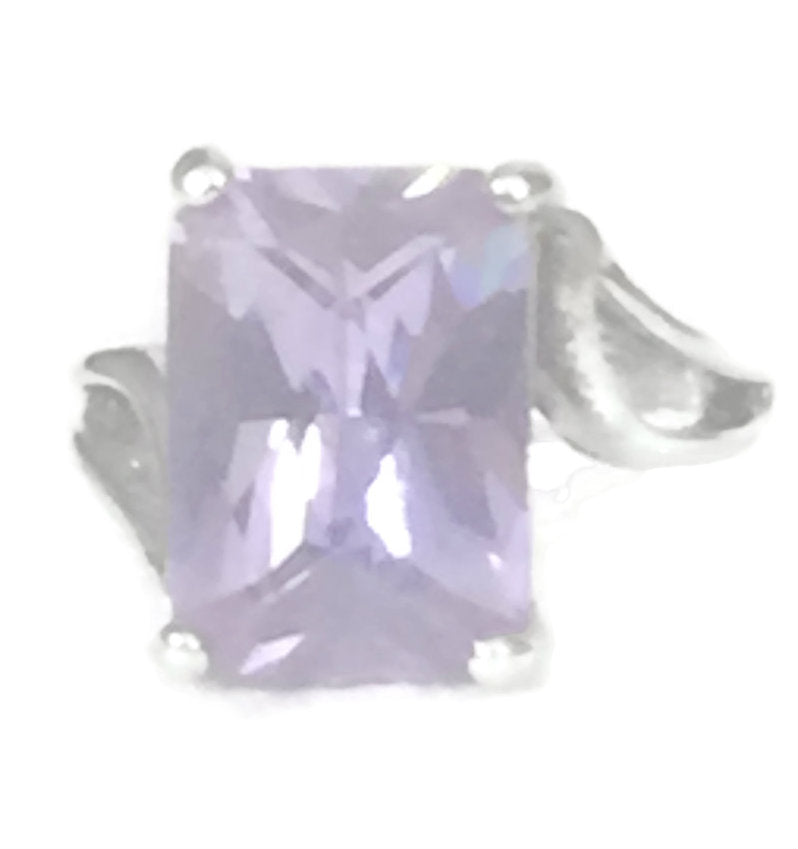 Vintage Light Purple Faceted Ring Sterling Silver  Size 5.50