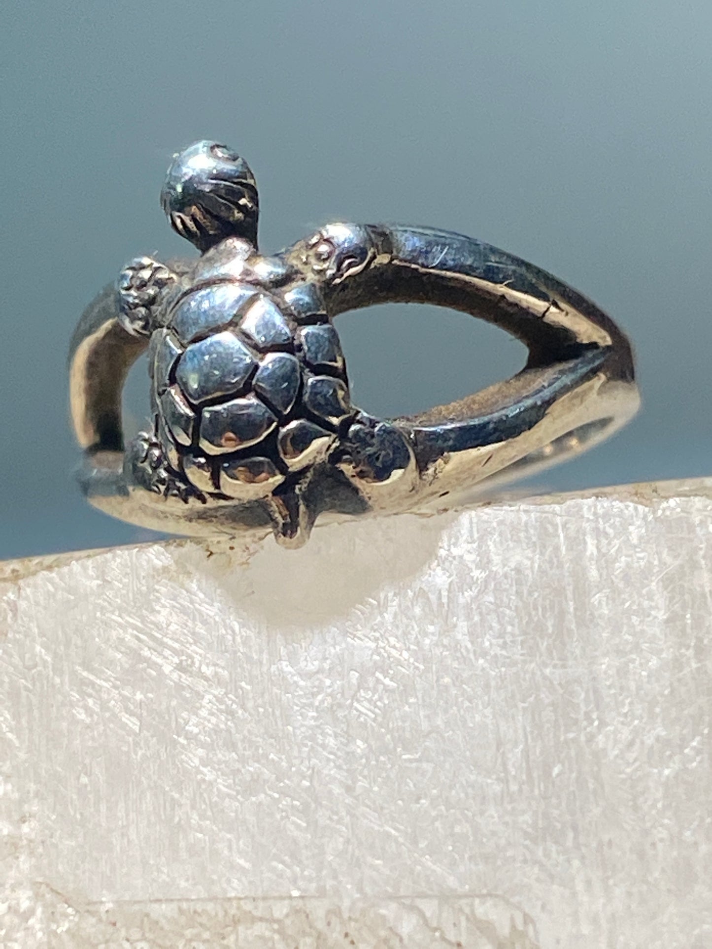 Turtle ring tortoise toe band sterling silver women girls