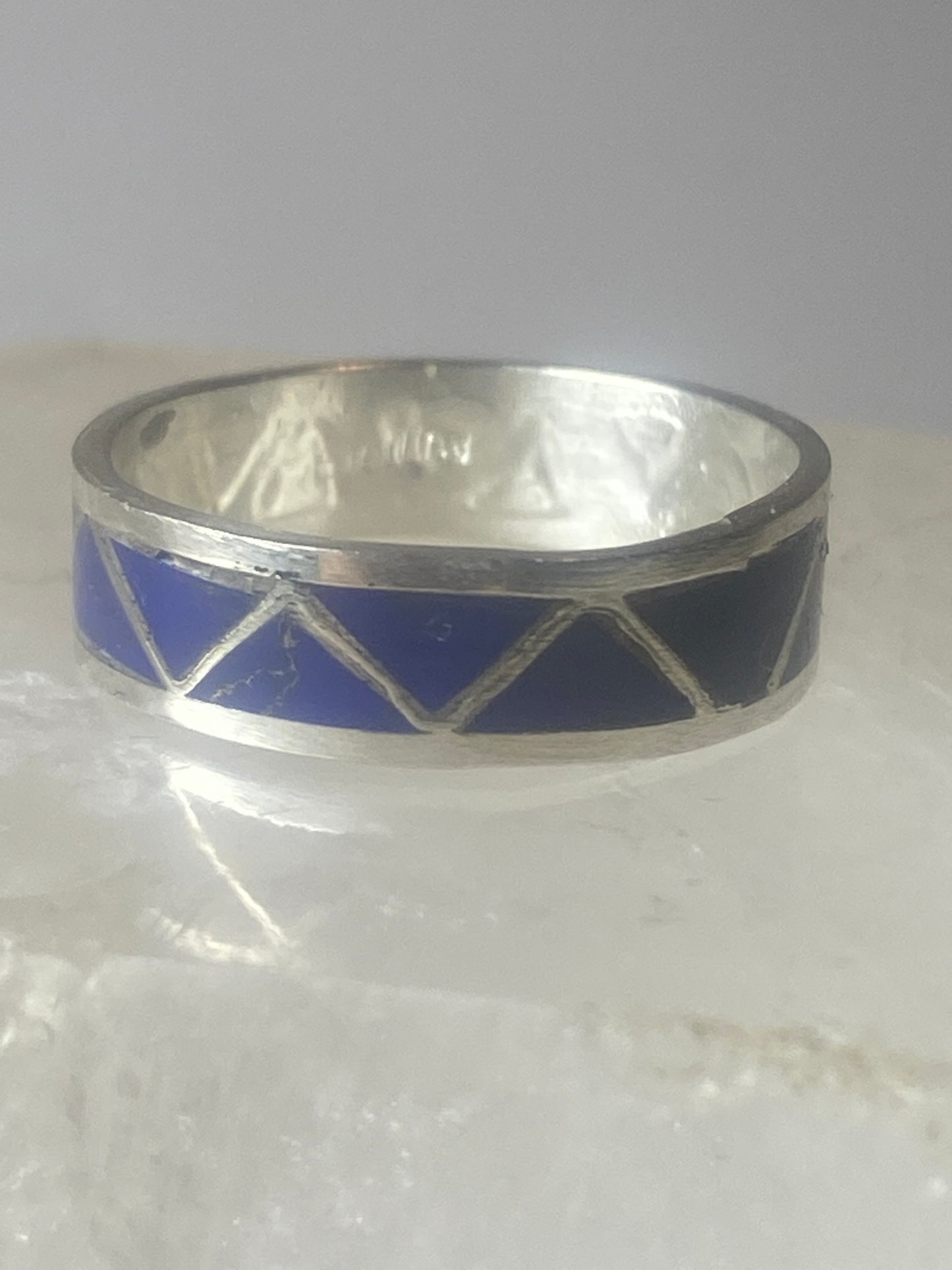 Blue lapis band ring size 9.50 Navajo southwest  sterling silver women b