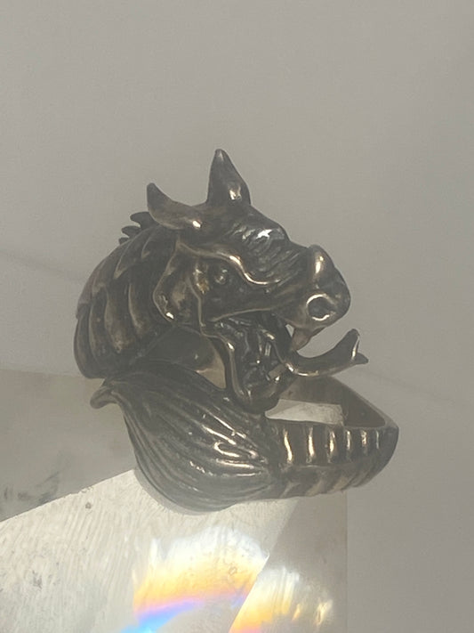 Dragon Ring Mythical floral band sterling silver