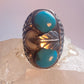 Turquoise ring size 11.25 Navajo southwest leaf sterling silver women men