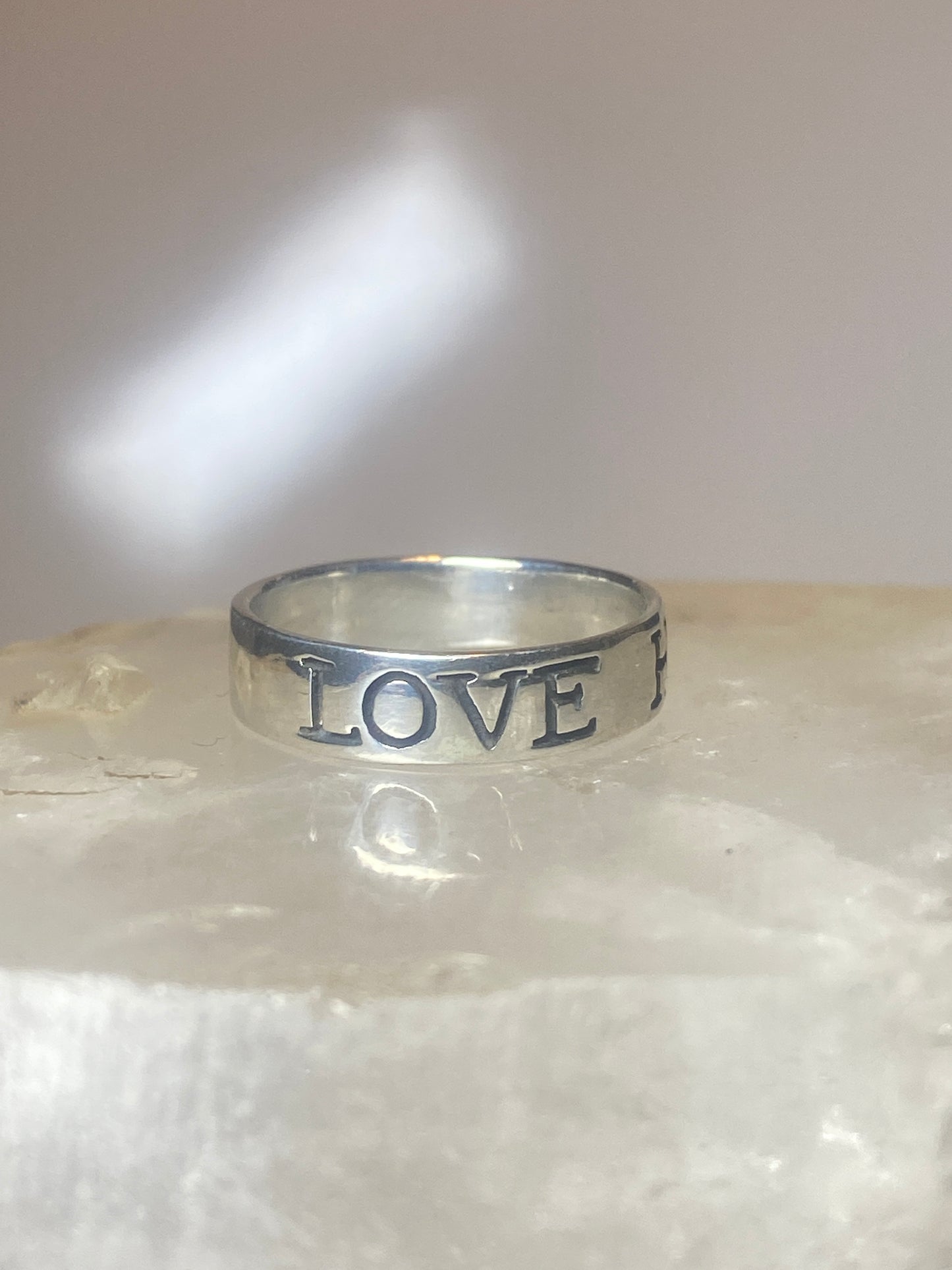 Love Hope Faith ring size 6.75 Solid words religious band sterling silver