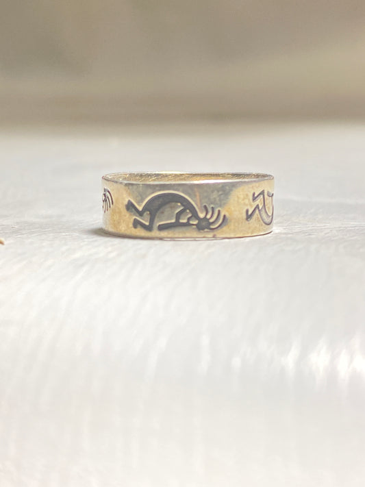 Kokopelli ring fertility band flute player southwest  sterling silver women girls