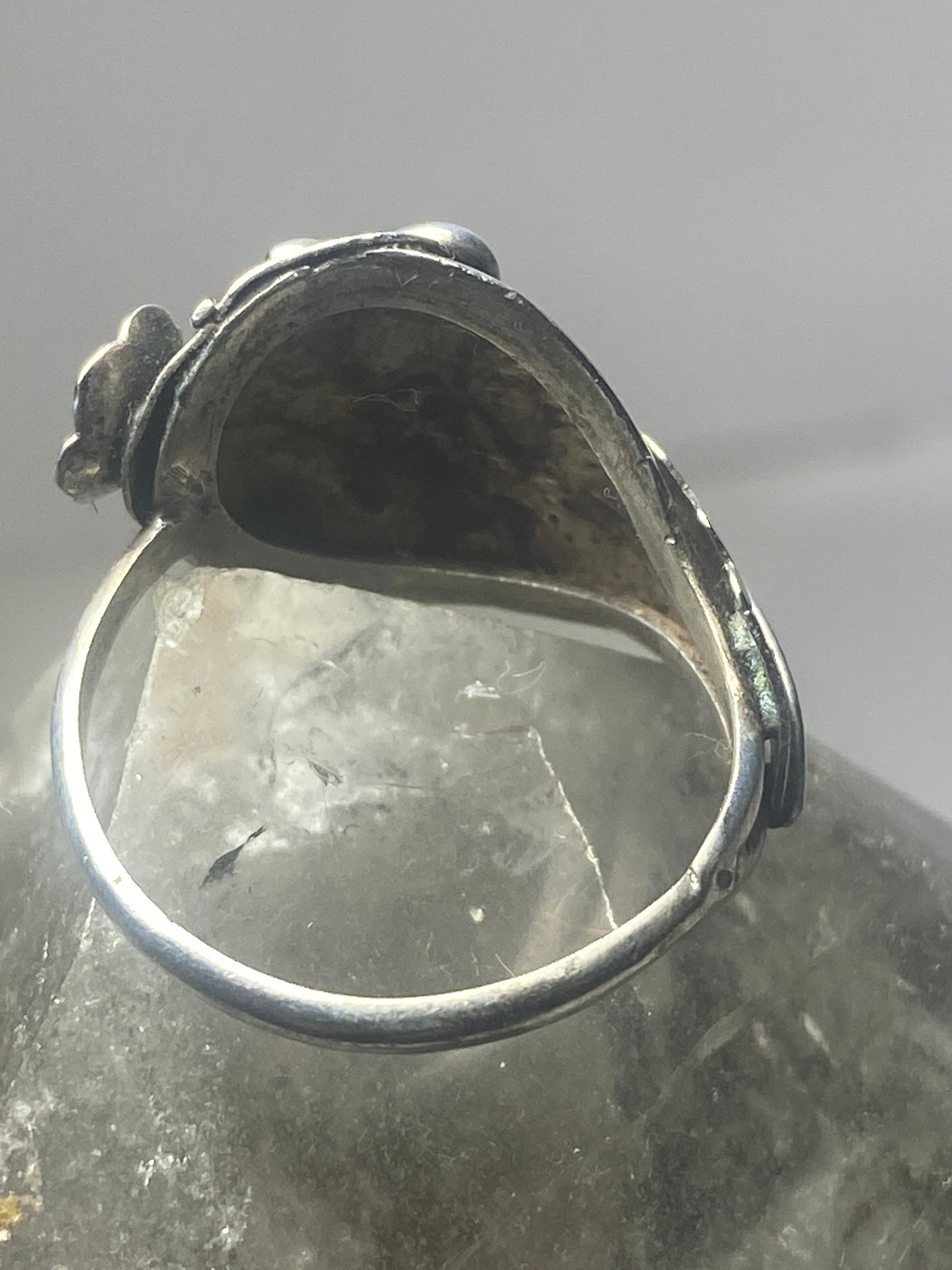 Feather ring size 8.75 squash blossom band southwest sterling silver women