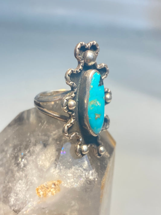 Turquoise ring long Navajo pinky southwest sterling silver women girl
