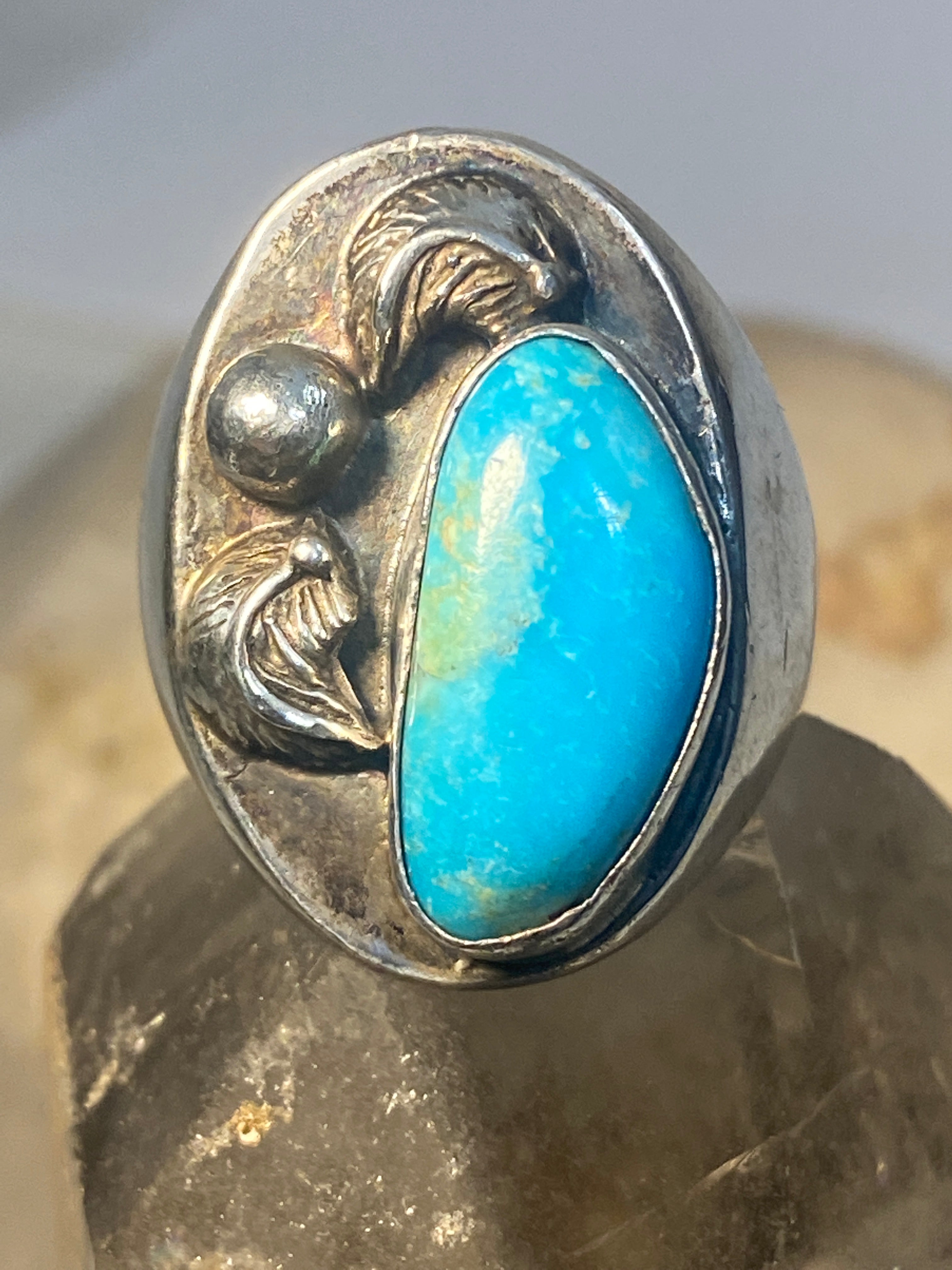 Southwest Blue Diamond Turquoise Silver Ladies Ring 39681