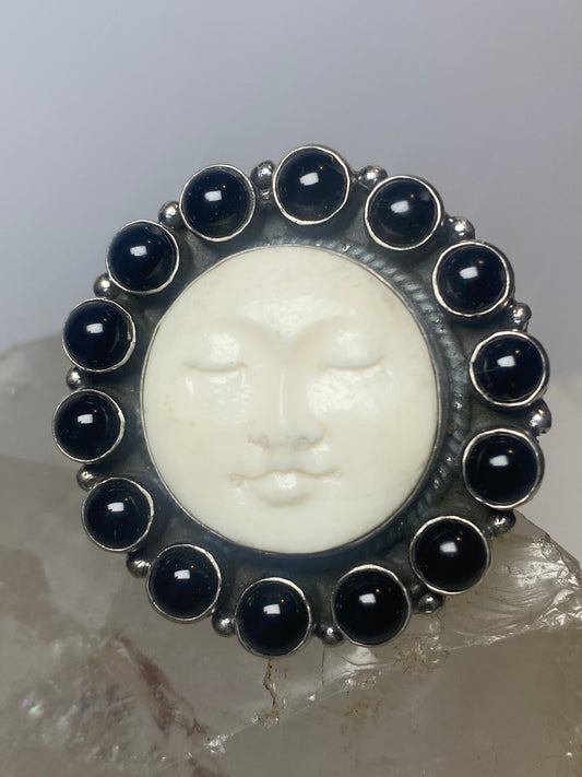 Large face ring size 6 onyx ? sterling silver women girls