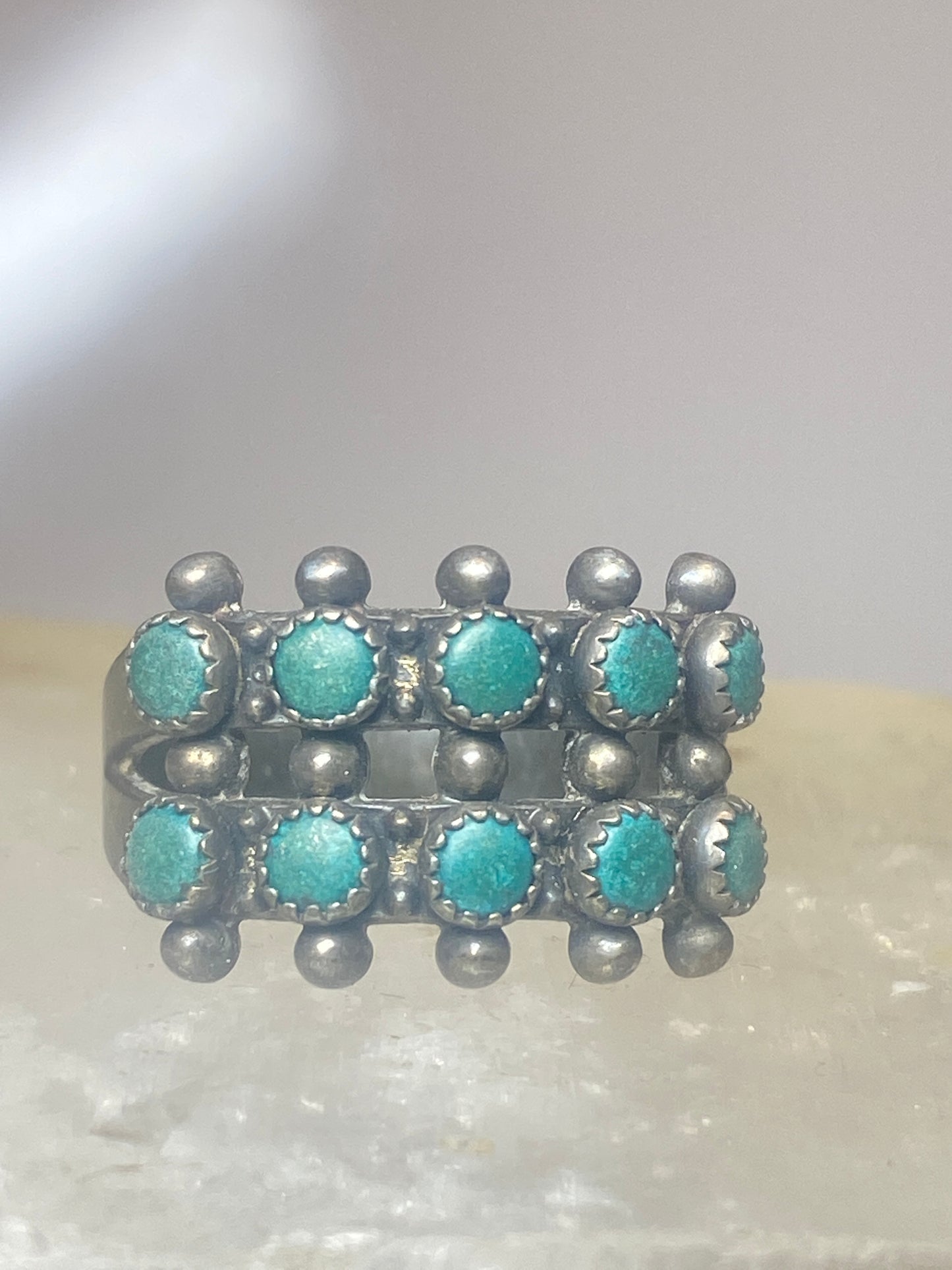 Zuni ring size 7.50 Turquoise band petite point sterling silver pinky