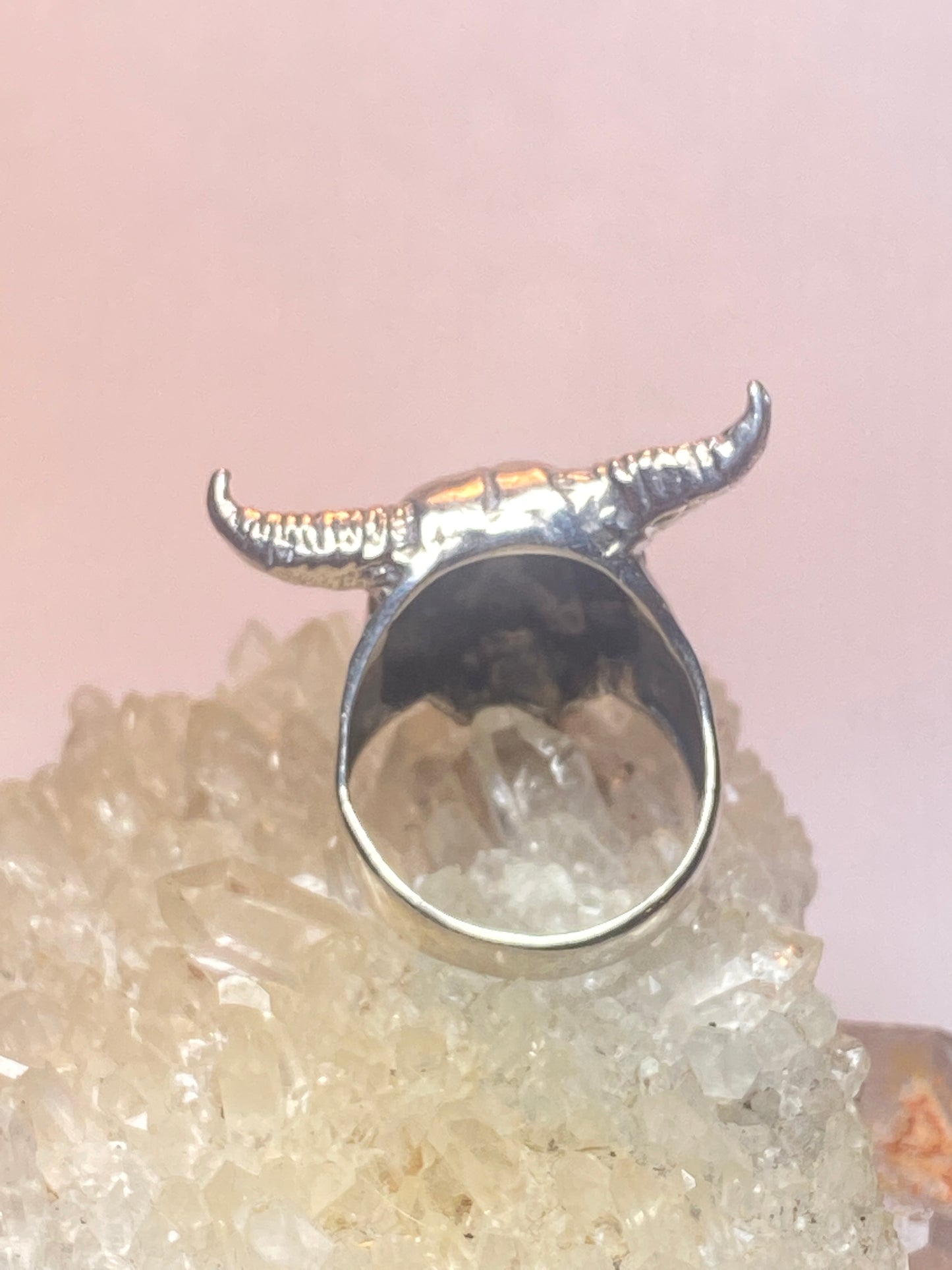 Longhorn ring size 7.50 biker band skull sterling silver women men