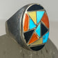 Turquoise ring Navajo coral onyx mop southwest sterling silver women men