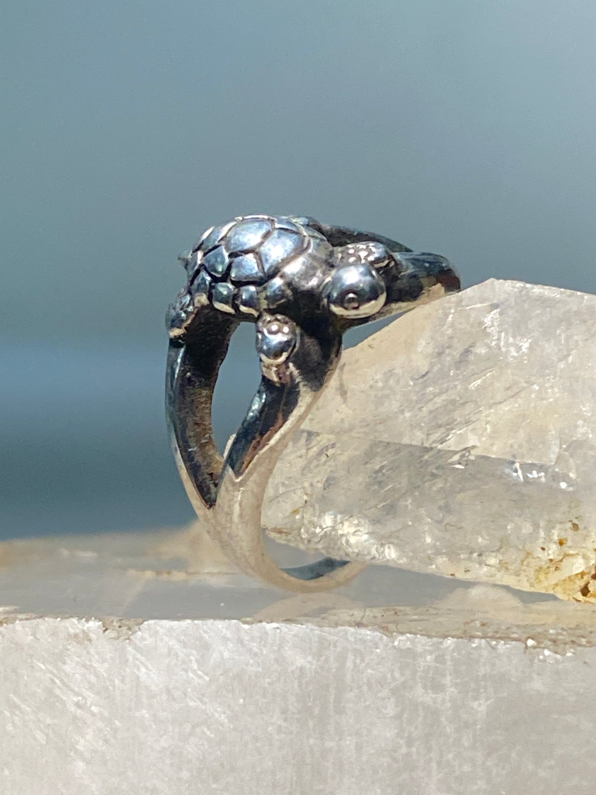 Turtle ring tortoise toe band sterling silver women girls
