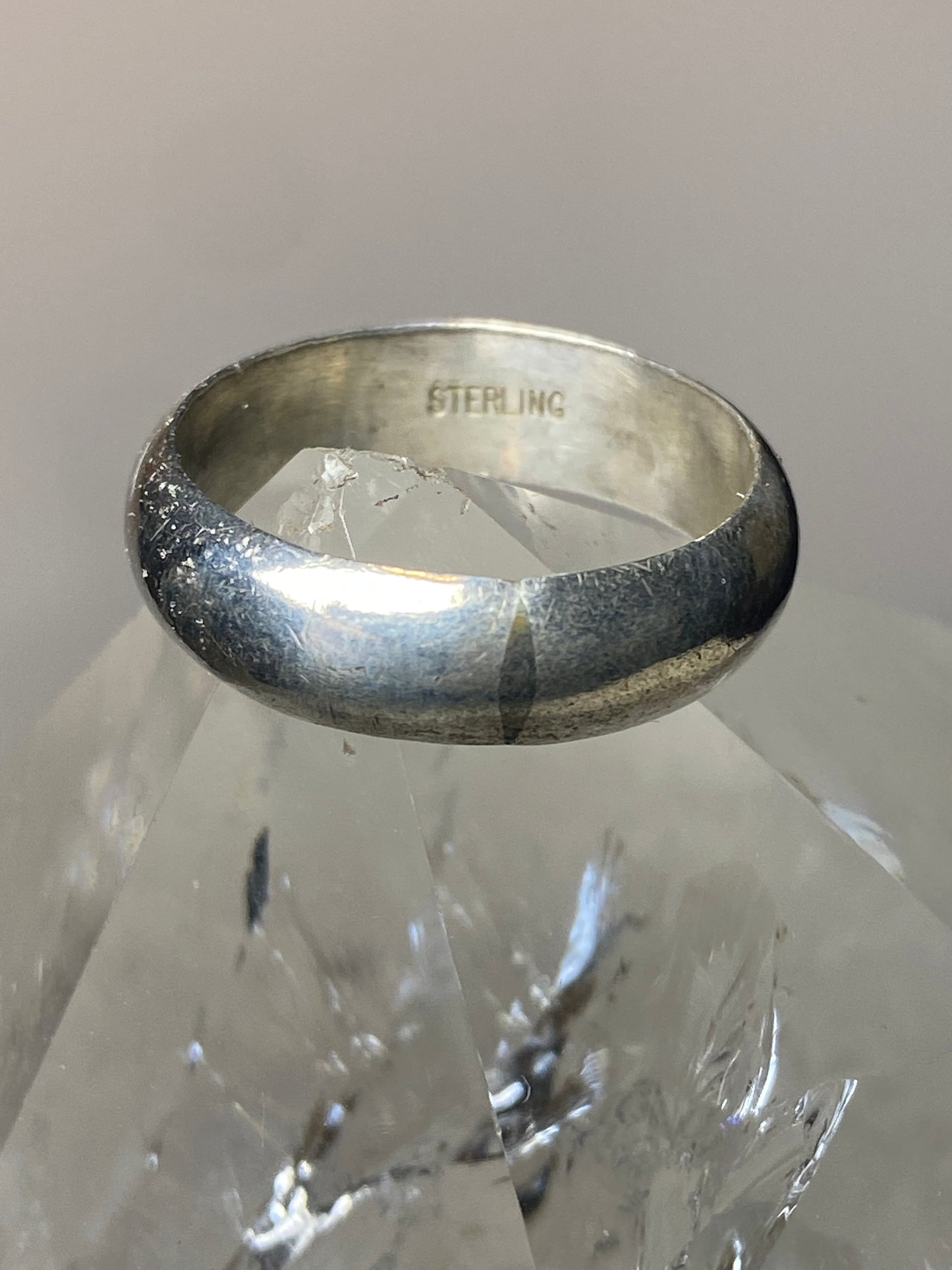 Vintage Plain ring size 8 wedding band stacker sterling silver H