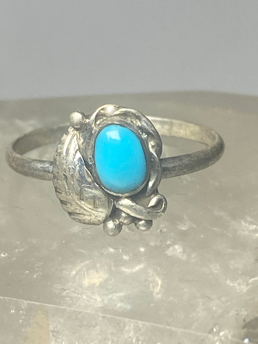 Turquoise ring leaves band southwest sterling silver women girls p