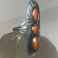 Coral ring size 7 Navajo long sterling silver women