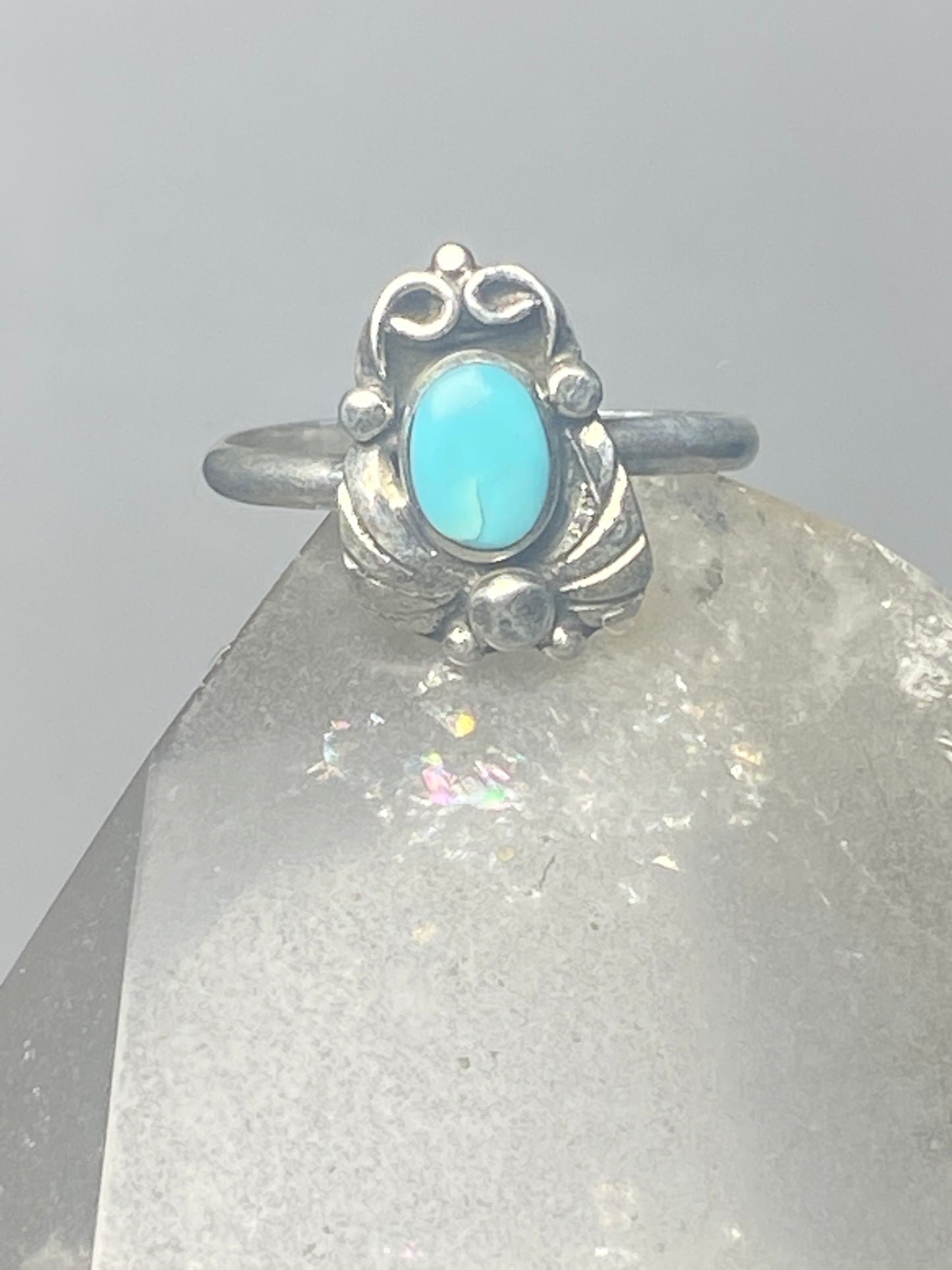 Turquoise ring leaves band southwest sterling silver women girls g