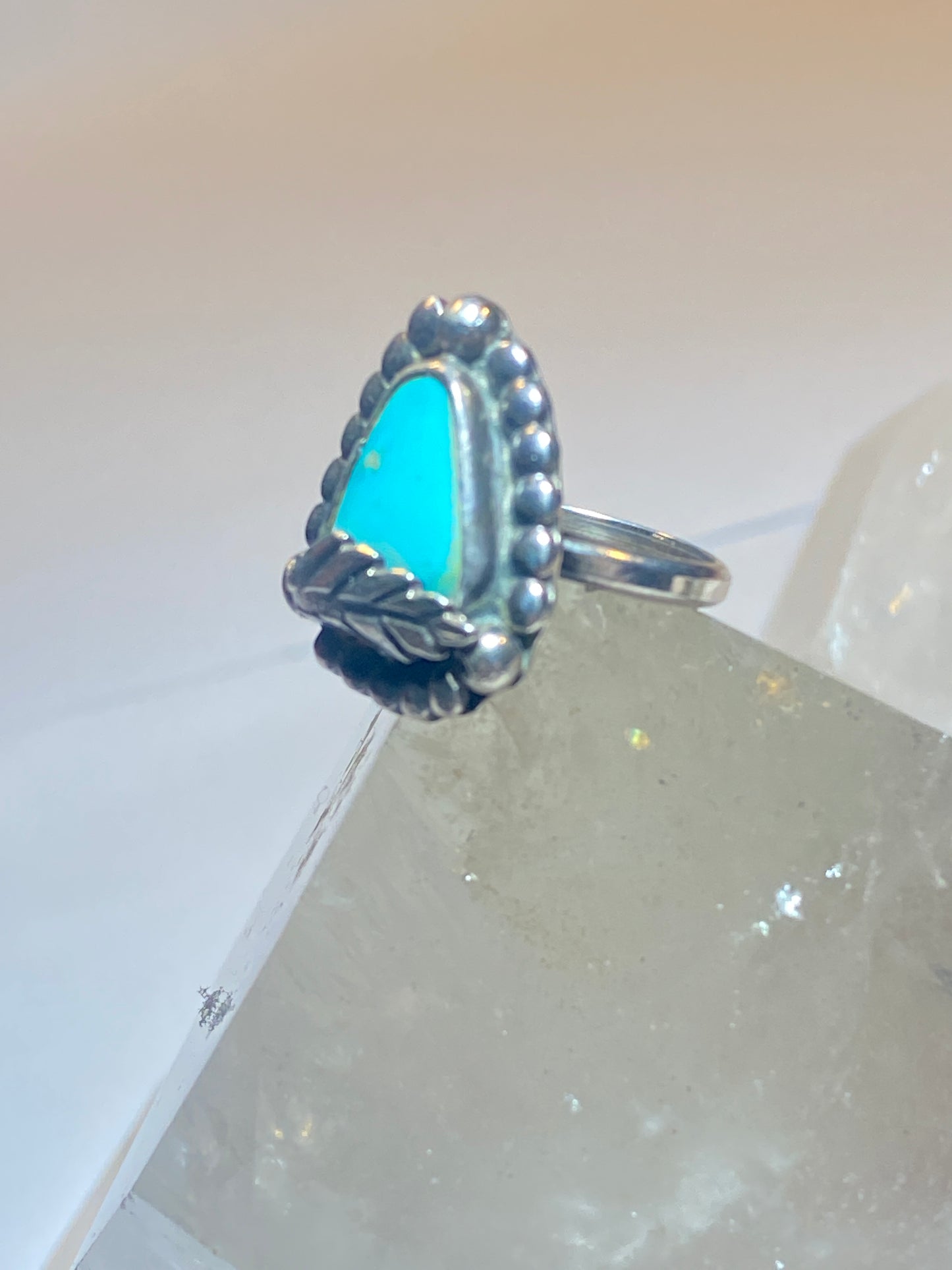 Turquoise ring size 6 feather Navajo southwest  sterling silver