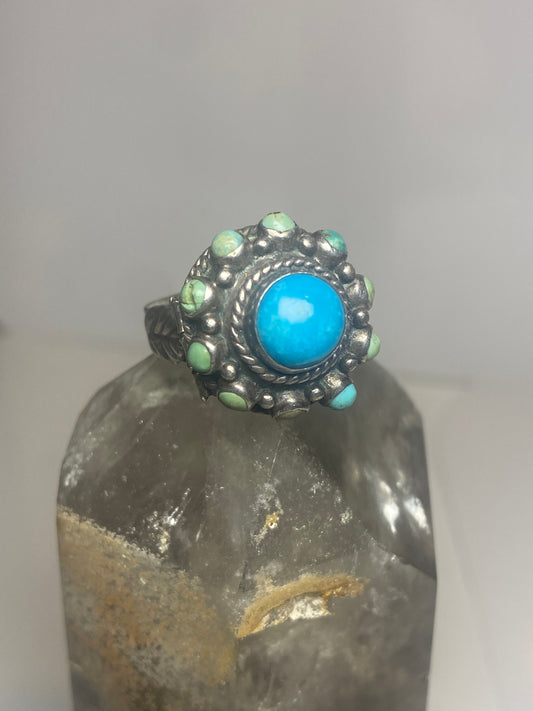 Poison ring size 6 turquoise Mexico sterling silver signed Kelly women
