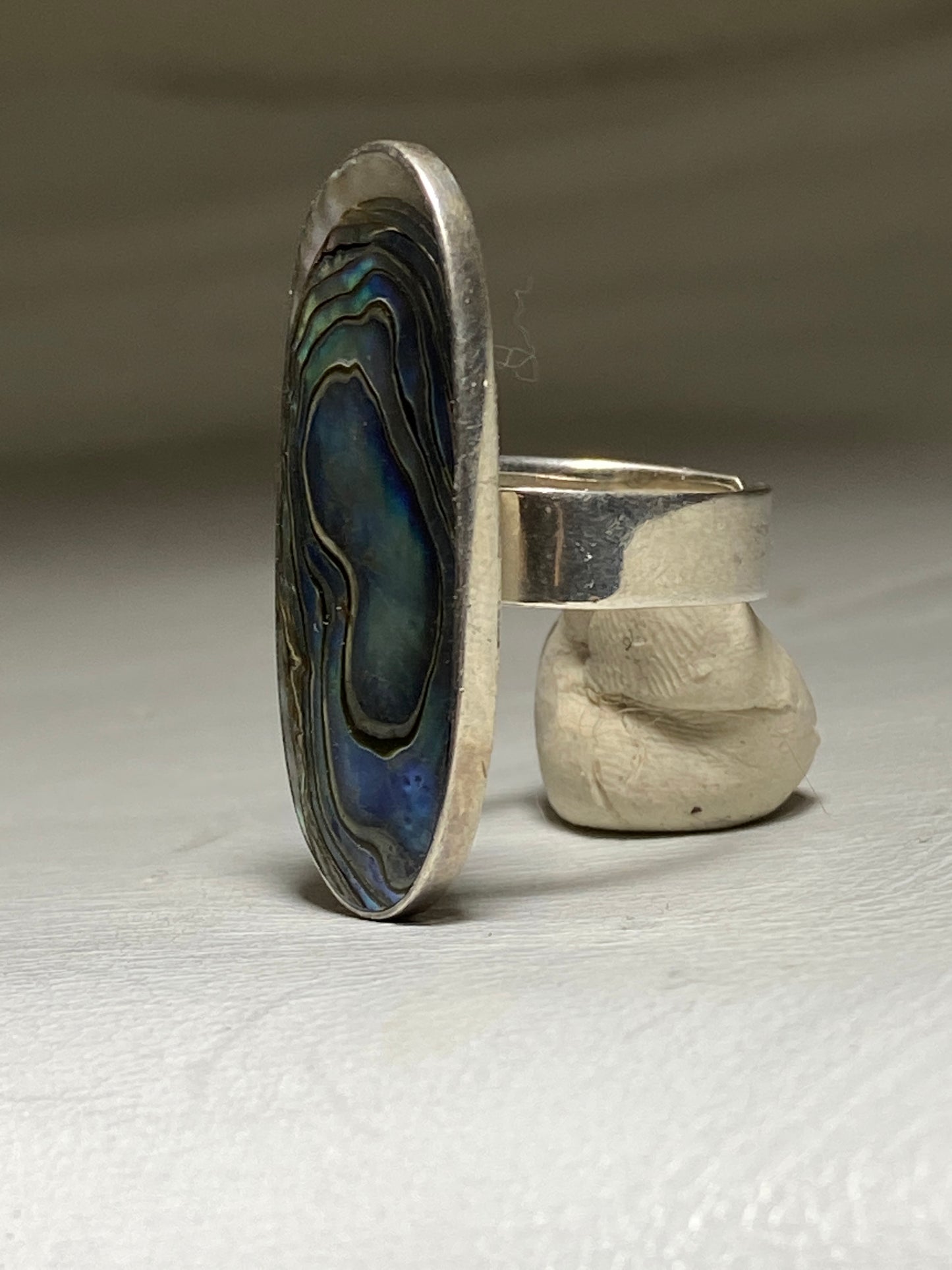 abalone ring long southwest women sterling silver  adjustable