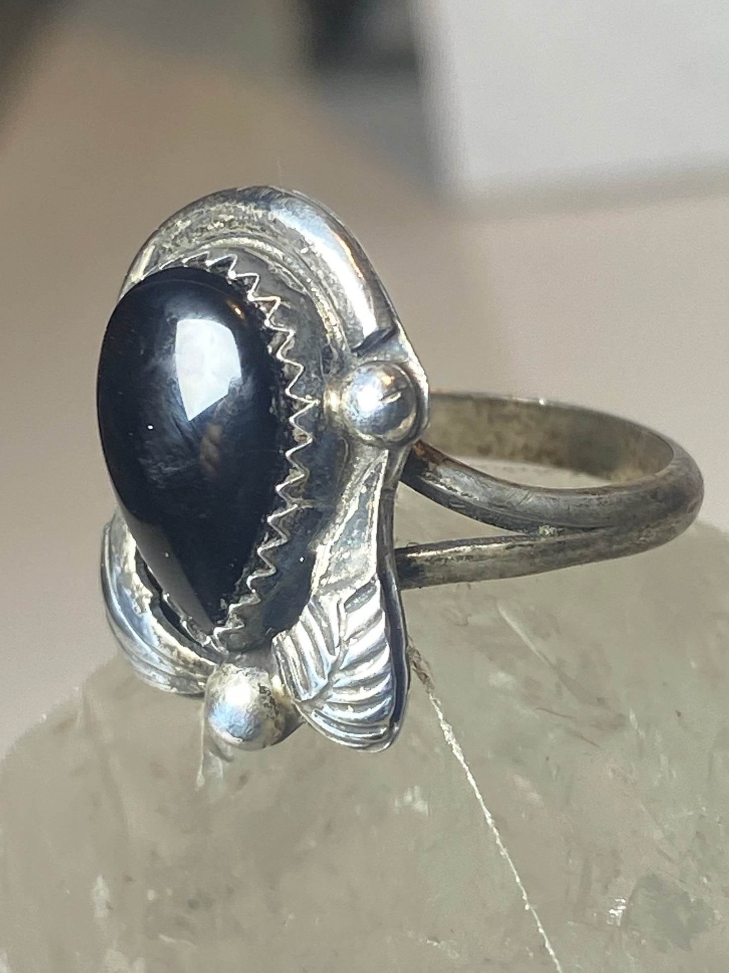 Onyx ring southwest  band sterling silver women