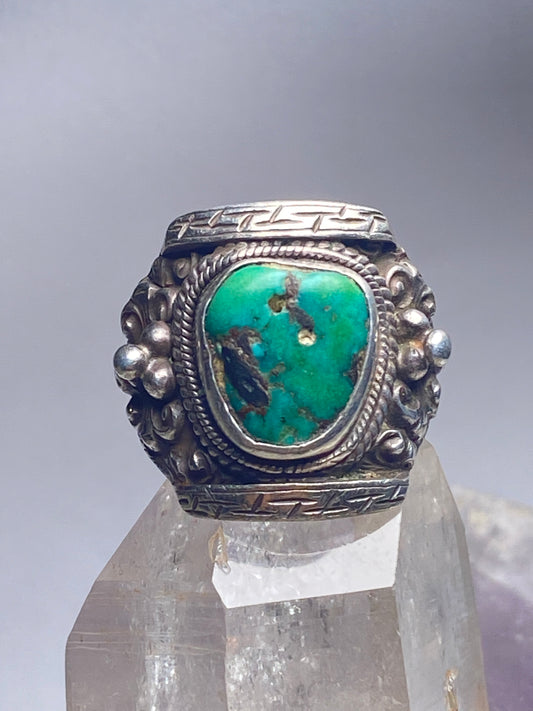 Turquoise ring size 8.50 tribal band sterling silver women men