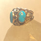 Turquoise ring size 12 Navajo feathers leaves design southwest sterling silver women men