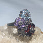 Floral ring size 8.50 flower cocktail marcasites band silver women girls