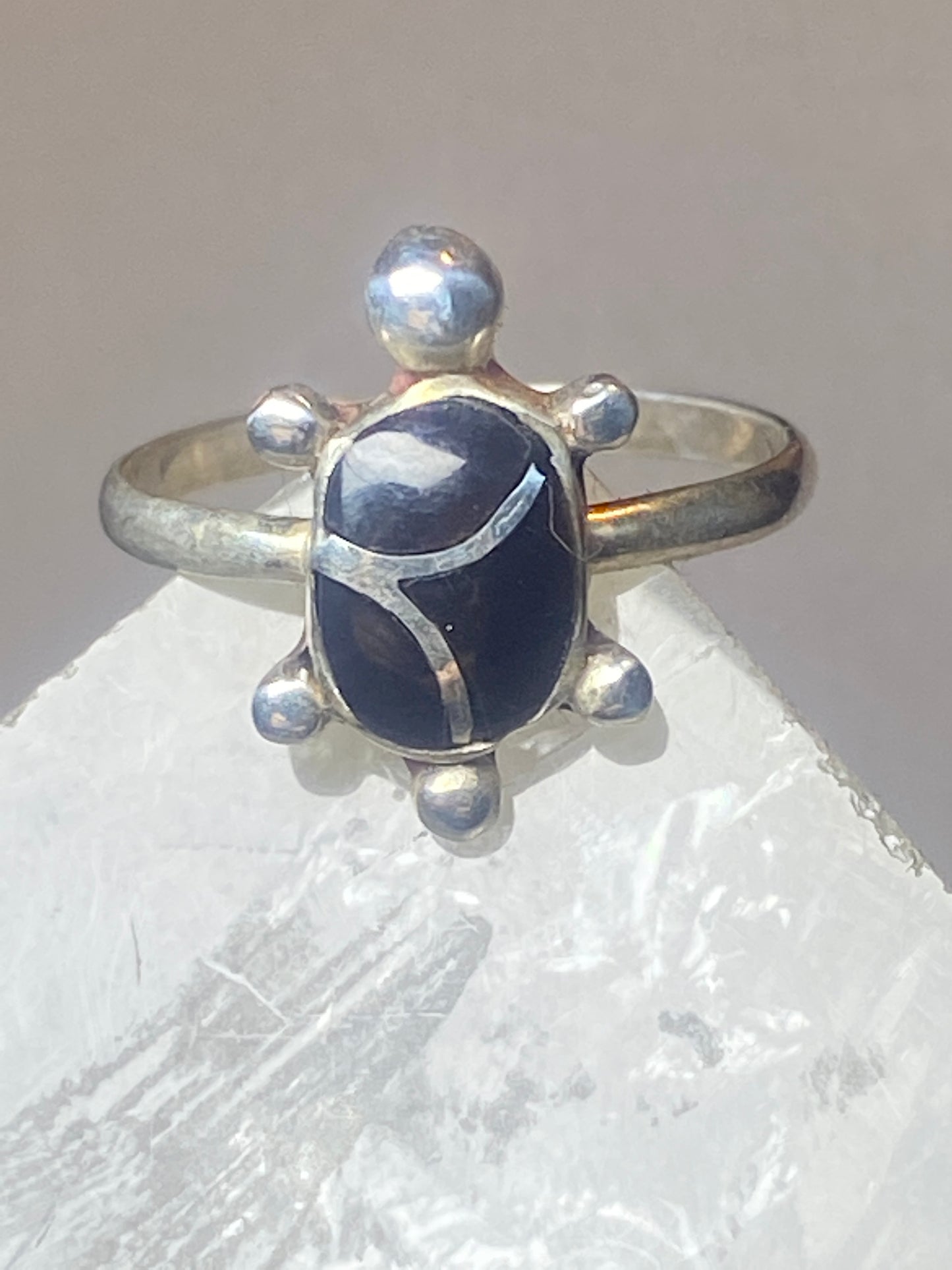 Turtle ring onyx southwest sterling silver women girls du