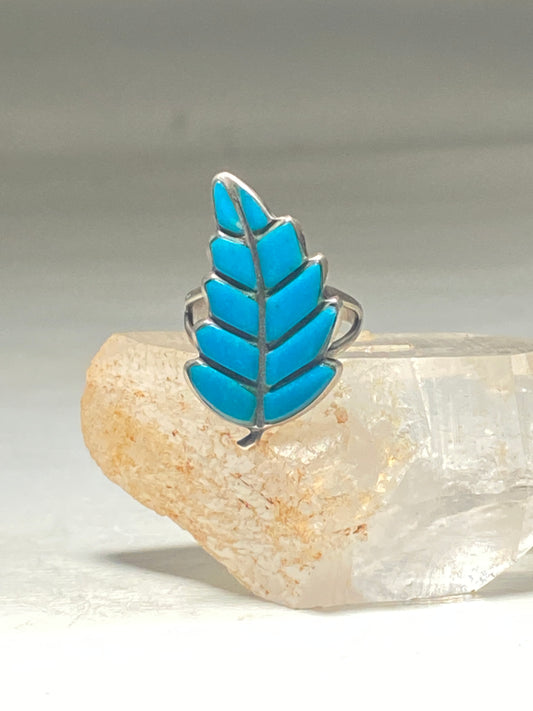 Leaf ring Turquoise southwest sterling silver women